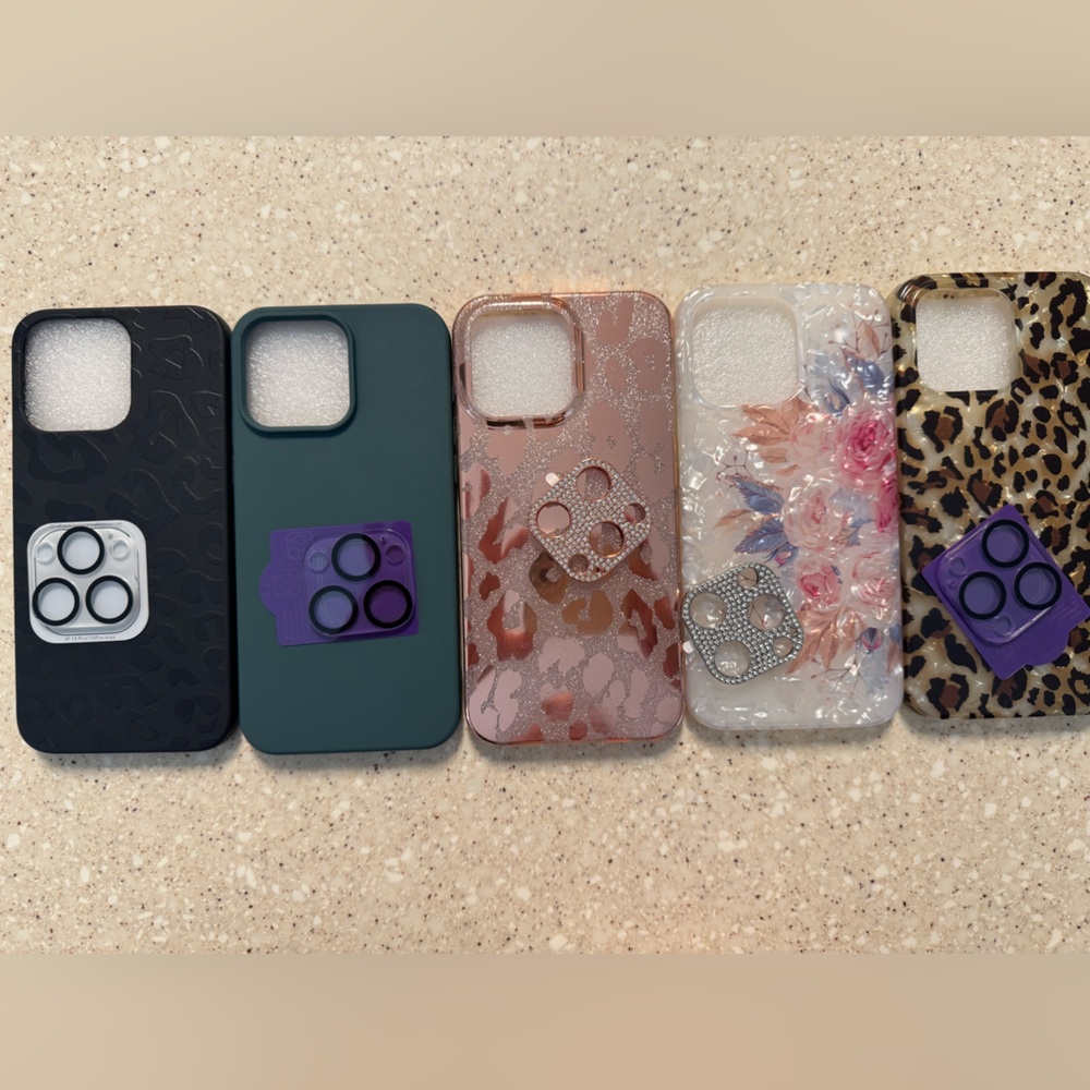🦈Iphone 15 Pro Max Stylish Phone Case Set - Black, Green, Pink, Clear
